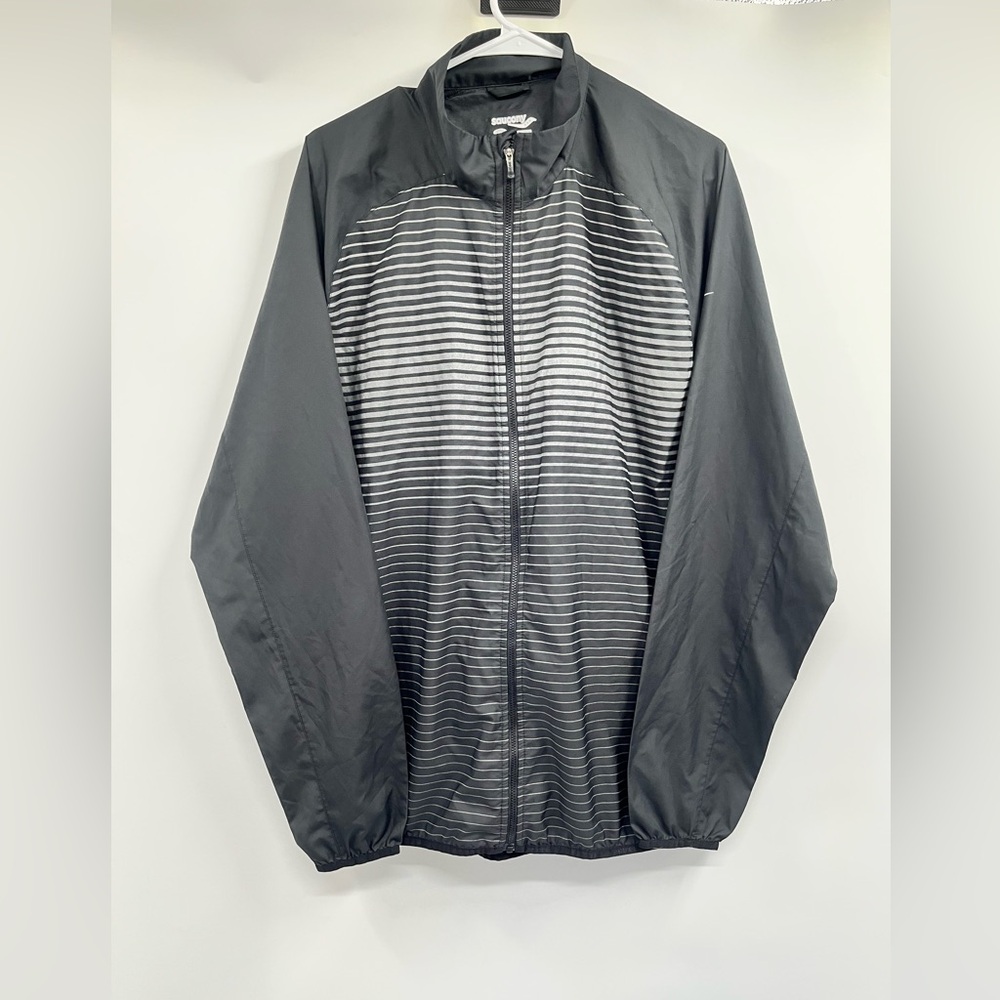 Saucony Men's Gray Black Stripe Sonic Reflex Running Athletic Jacket Size XL